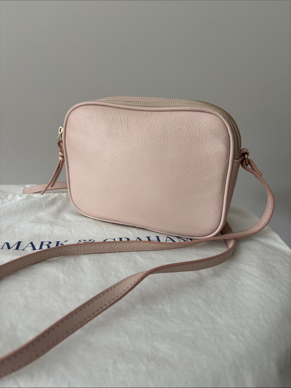 Mark & Graham Pale Pink Double-Zip Leather Crossbody - Picture 2 of 3